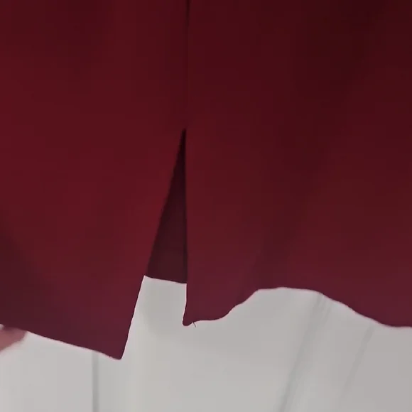 Belle Sky Burgundy Long Sleeve Mock Neck Sheath Dress - Picture 6 of 7